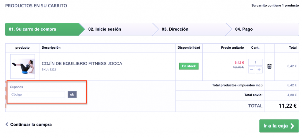Cómo utilizar el cupón descuento en la Jocca Shop