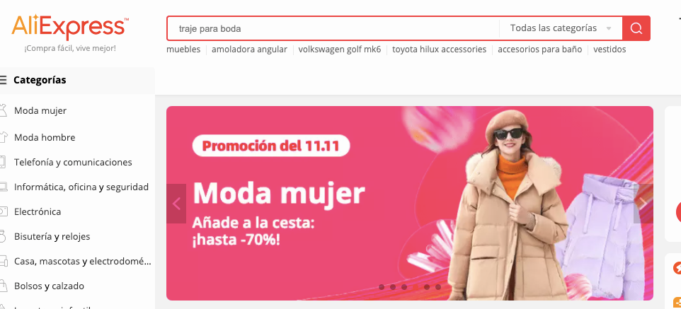 Promoción 11 del 11 en AliExpress
