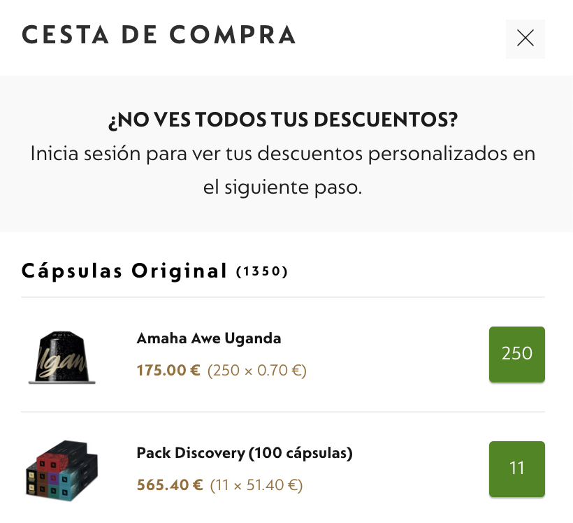 Códigos promocionales para cápsulas y cafeteras Nespresso