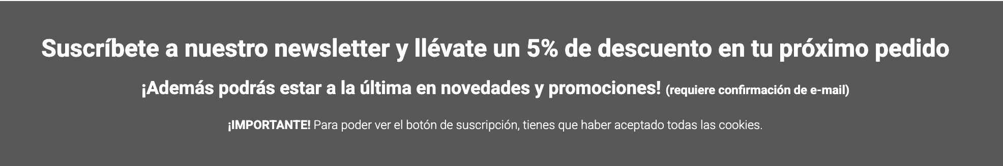 5% descuento al darse en la newsletter