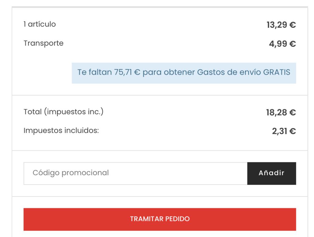 Añadir código promocional en Humydry.es
